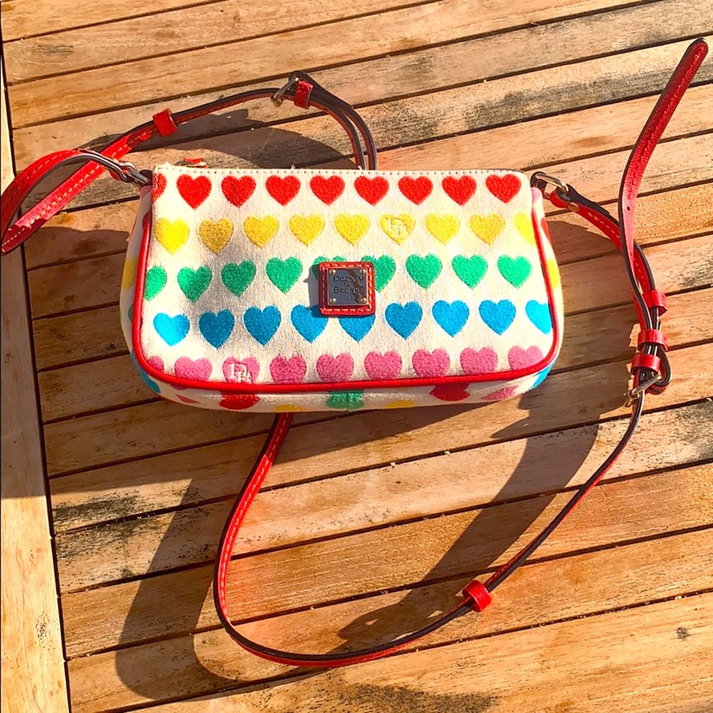 Dooney rainbow heart crossbody bag